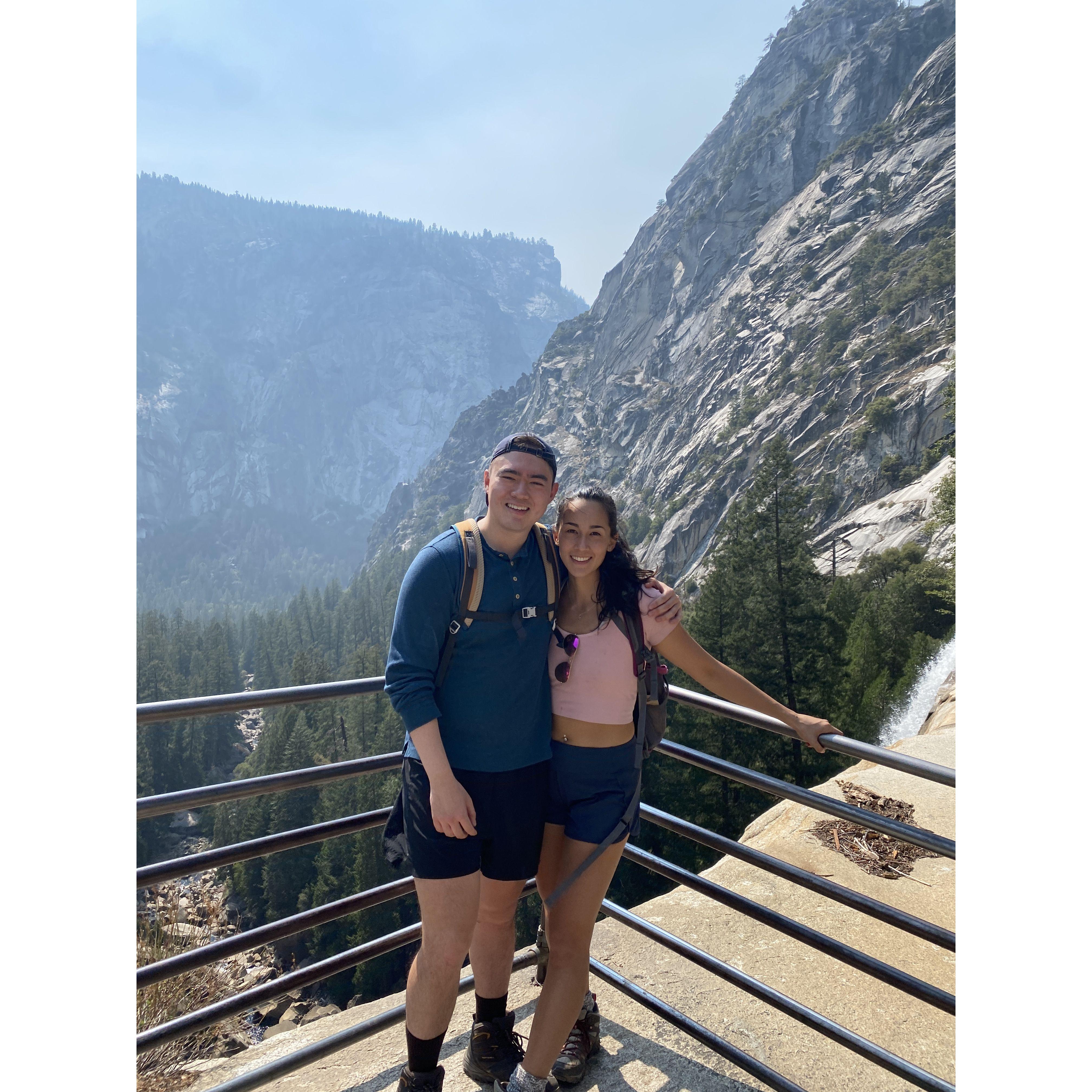 Hiking at Yosemite (the weather was much nicer, we actually had quite a lovely time)