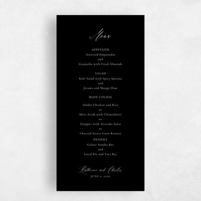 Black Wedding Menu - Violin