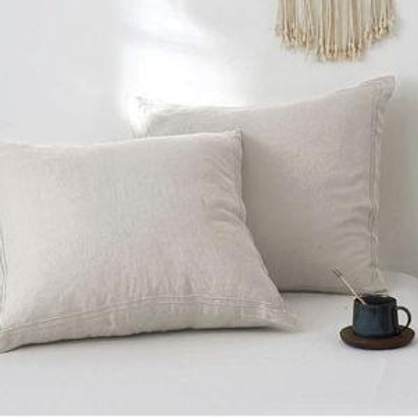 French Linen Euro Shams with Embroidery - Pack of 2