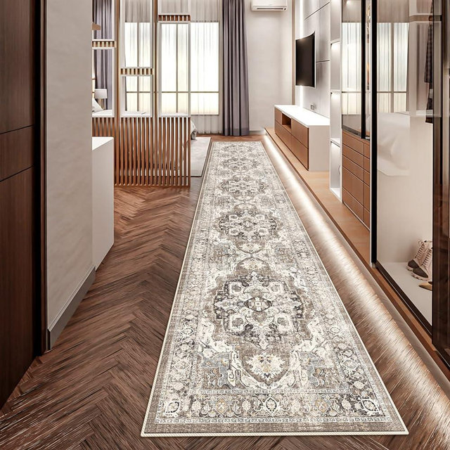 YOUFORTONG Runners for Hallways Soft Kitchen Rug Non Slip Rug Runner with Rubber Backing for Bathroom Washable Non Shedding Farmhouse Runner Rug (Beige, 2X12)