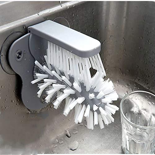HOKY Cup Scrubber Glass Cleaner Bottles Brush Sink Kitchen Accessories 2 in 1 Drink Mug Wine Suction Cup Cleaning Brush Gadgets