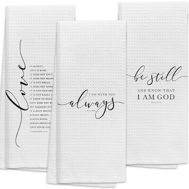 TNUW Inspirational Christian Scriptures Kitchen Towels,Christian Hand Towels Dish Towels 16″×24″Set of 3,Gifts for Christian Women Faith Girls Mom,Blessed Kitchen Towels