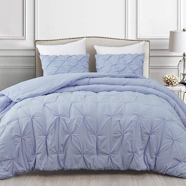 SupraSoft Mari Ultra Soft Stone Washed Comforter Set, Light Blue, Queen