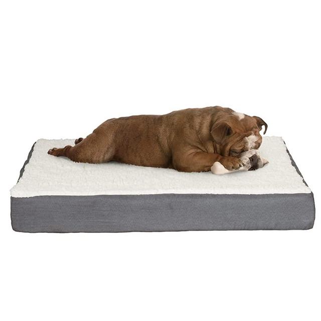 Orthopedic Dog Bed – 2-Layer Memory Foam Dog Bed with Machine Washable Sherpa Top Cover