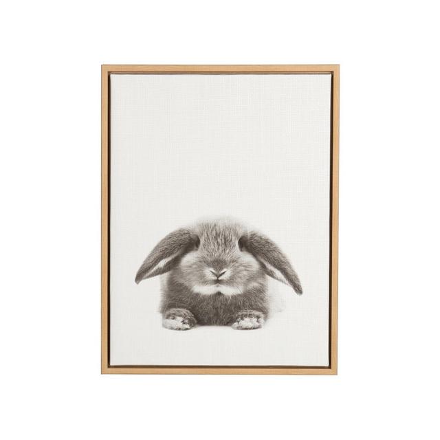 24" x 18" Rabbit Framed Canvas Art Natural - Uniek