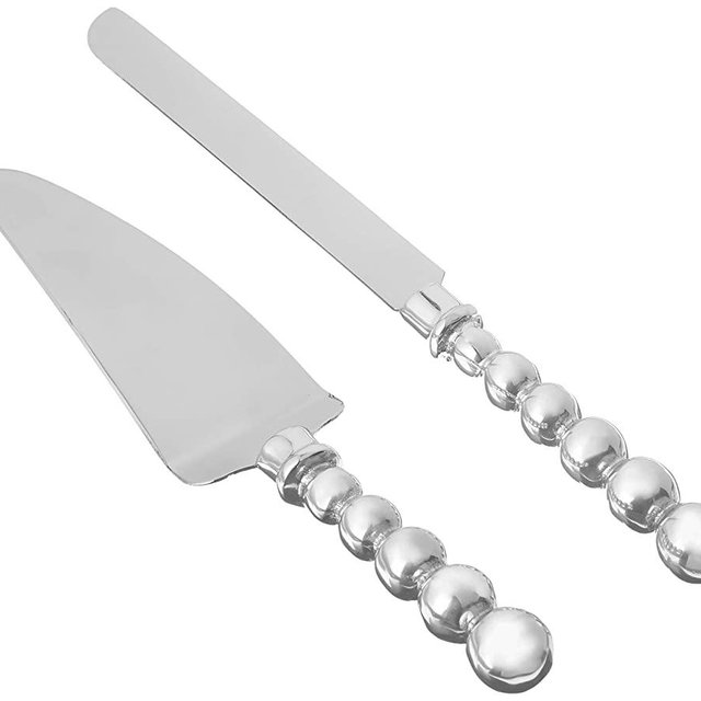 Mariposa Pearled Cake Server Set, One Size, Silver