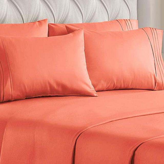 King Size Sheet Set - 6 Piece Set - Hotel Luxury Bed Sheets - Extra Soft - Deep Pockets - Easy Fit - Breathable & Cooling Sheets - Wrinkle Free - Comfy – Coral Bed Sheets - Kings Sheets - 6 PC