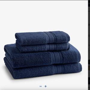 Turkish Cotton 4-Piece Bath & Hand Towel Set - Navy