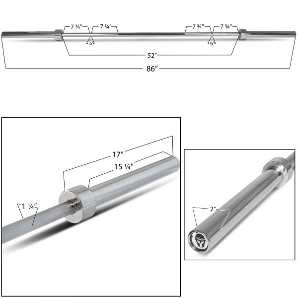 7' Olympic Weight Bar Chrome Plated 2" Diameter