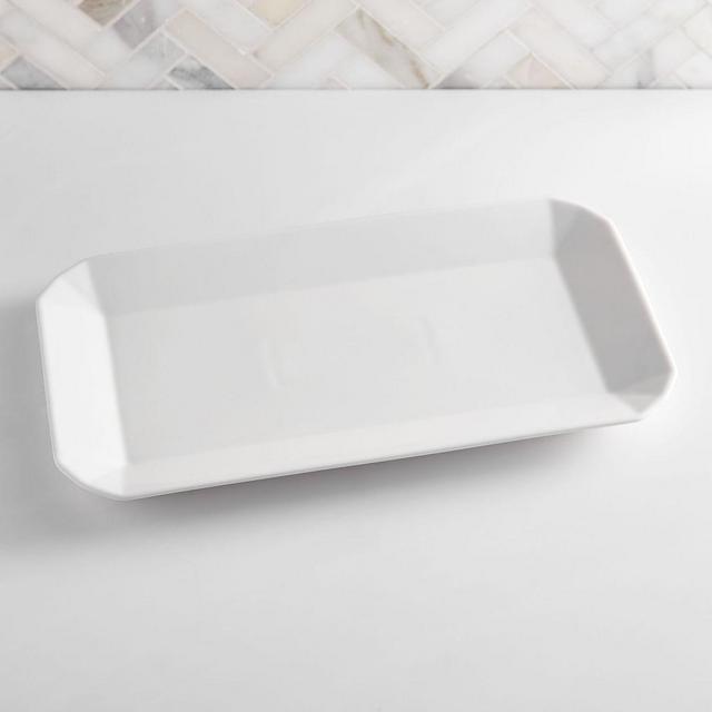 Faceted Porcelain Bath Tank Tray, White