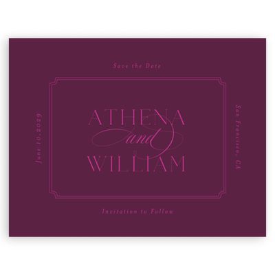 Plum, Purple Wedding Digital Save the Date - Constance Landscape