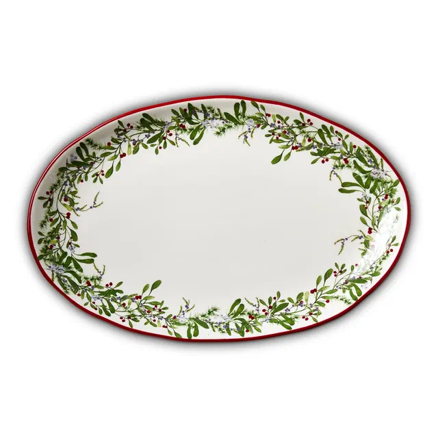Tag Winter Berries Earthenware Platter Multi 16.55x10.7x1.4 in Christmas