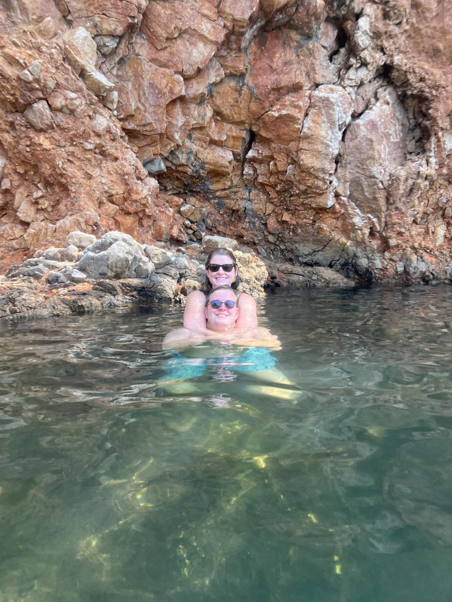 Lounging in a swimming hole near Dubrovnik, Croatia.  August 2022.