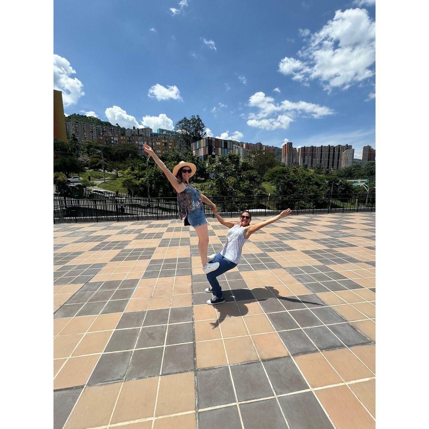 Showcasing our acro moves to our friends in Medellin, Colombia!