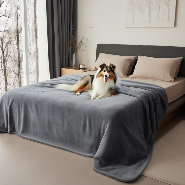 Bedding Aid Waterproof Throw Blanket, Flannel Blanket Waterproof, Leakproof & Spill-Proof Grey Throw Blanket, Water Proof Blanket Double-Sided & Reversible (40x60”, Grey)