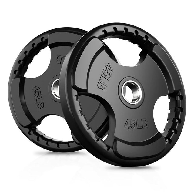 RitFit Weight Plates for Barbell, 2-Inch Olympic Rubber Grip Plates for Weightlifting and Strength Training in Home & Gym, Single, Pair and Sets