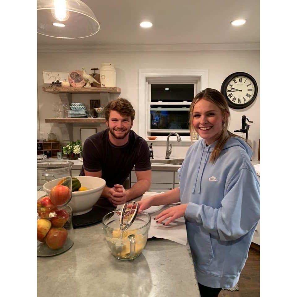 Carson loves to offer moral support while we bake. We can't wait to bake in our very own kitchen.