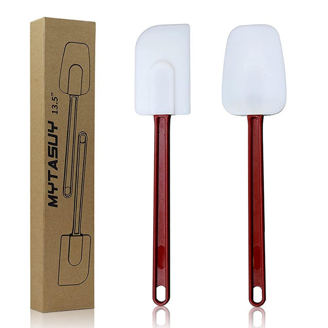 MYTASUY Silicone Spatulas Heat Resistant,Heavy Duty Rubber Spatulas Silicone Commercial , Commercial Silicone Spatulas Set for Kitchen Use, Silicone Cooking Utensils Sets of 2 (13.5 INCH)