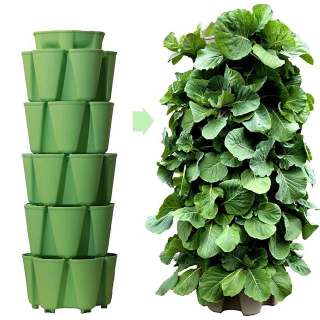 Greenstalk Huge 5 Tier Vertical Garden Planter with Patented Internal Watering System Great for Growing a Variety of Strawberries, Vegetables, Herbs, Flowers (Luscious Green)