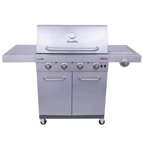 Char-Broil Commercial Stainless Steel 4-Burner Liquid Propane and Natural Gas Infrared Gas Grill with 1 Side Burner