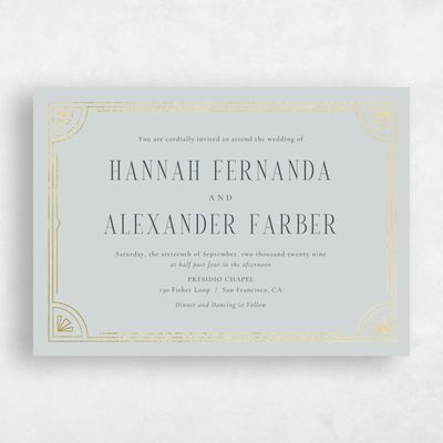 Grey Wedding Invitation - Amber Landscape Foil