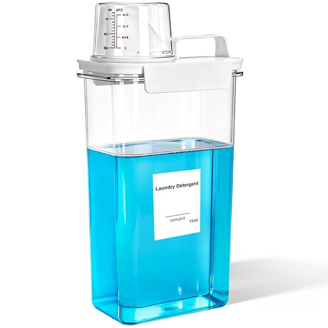 VOTLEVT 75OZ Laundry Detergent Dispenser, Liquid Laundry Soap Dispenser, Fabric Softener Organizer, Clear Plastic Powder Laundry Detergent Container, 1PACK