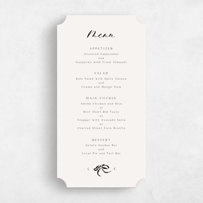 Beige Ticket Wedding Menu - Quinn