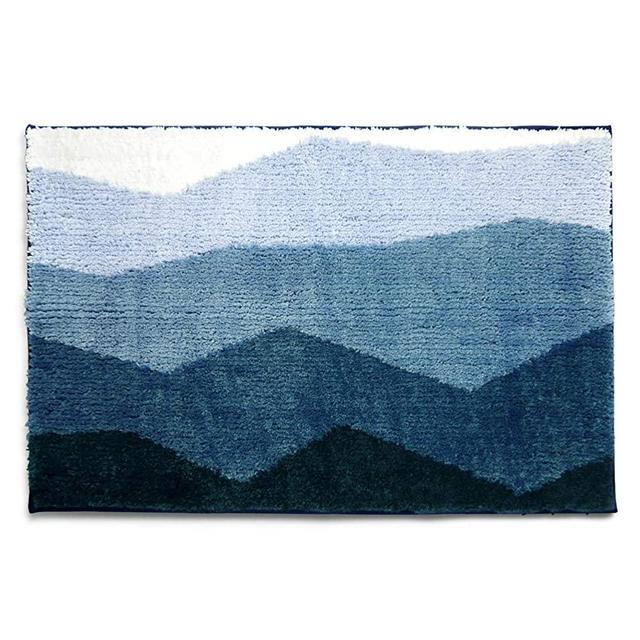 Sunlit Blue Bathroom Rug Non-Slip Absorbent Soft Bath Mat Set, Floor Mat Dry Fast Machine Washable. 20"x30"