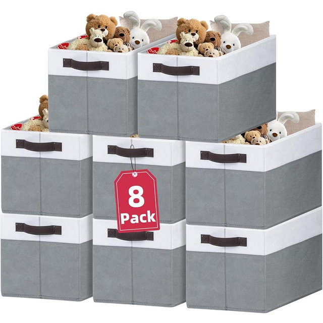 Criusia 8 Pack Closet Organizers and Storage Bins - Extra Large Storage Baskets for Organizing - Clothes Storage Bins for Shelves -Foldable Organizer Bins Totes for Toy Blanket, Dorm Room Essentials