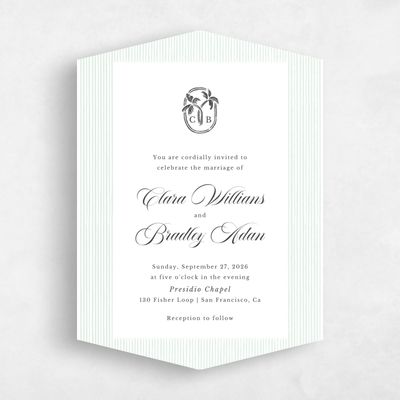 White Diamond Wedding Invitation - Seychelles Portrait