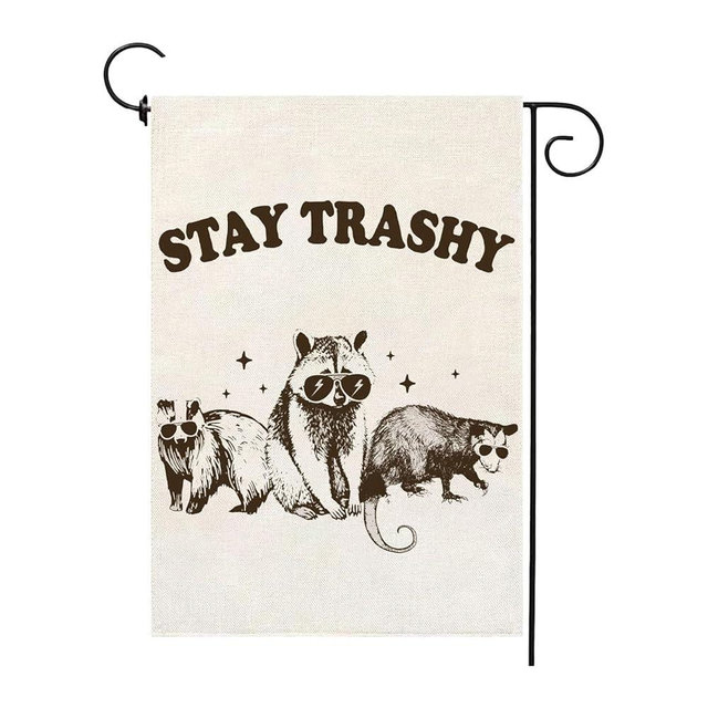 Funny Garden Flag Raccoon Home Yard Outdoor Decoration House Yard Lawn Decor Holiday Garden Yard 12 X 18 Inch