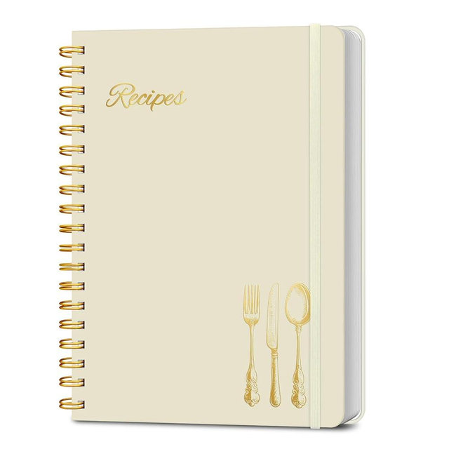 LuBudingJoy Blank Recipe Book to Write in Your Own Recipes. Sprial Hardcover Blank Cookbook, Recipe Journal Hold 130 Recipes(Oat)