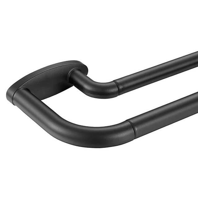 Double Curtain Rods Matte Black,Room Darkening Curtain Rod 72-144 Inches,Adjustable 3/4 Inches Front and 5/8 Inches Back Quality Metal Window Curtain Rod,Wrap Around Design