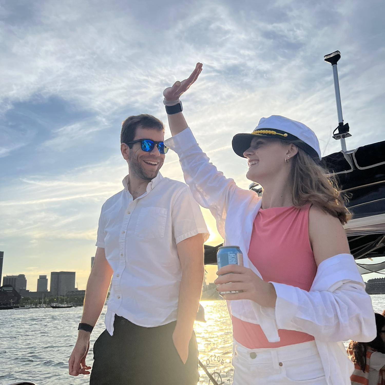 Celebrating Juliet's Birthday with a boat ride around Boston harbor with friends!