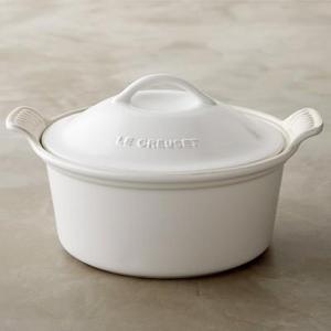 Le Creuset Heritage Stoneware Round Covered Casserole, 3-Qt., Matte White
