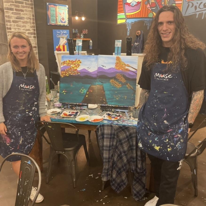 Painting at muse paint bar - I’m glad this isn’t a more consistent hobby of ours lol