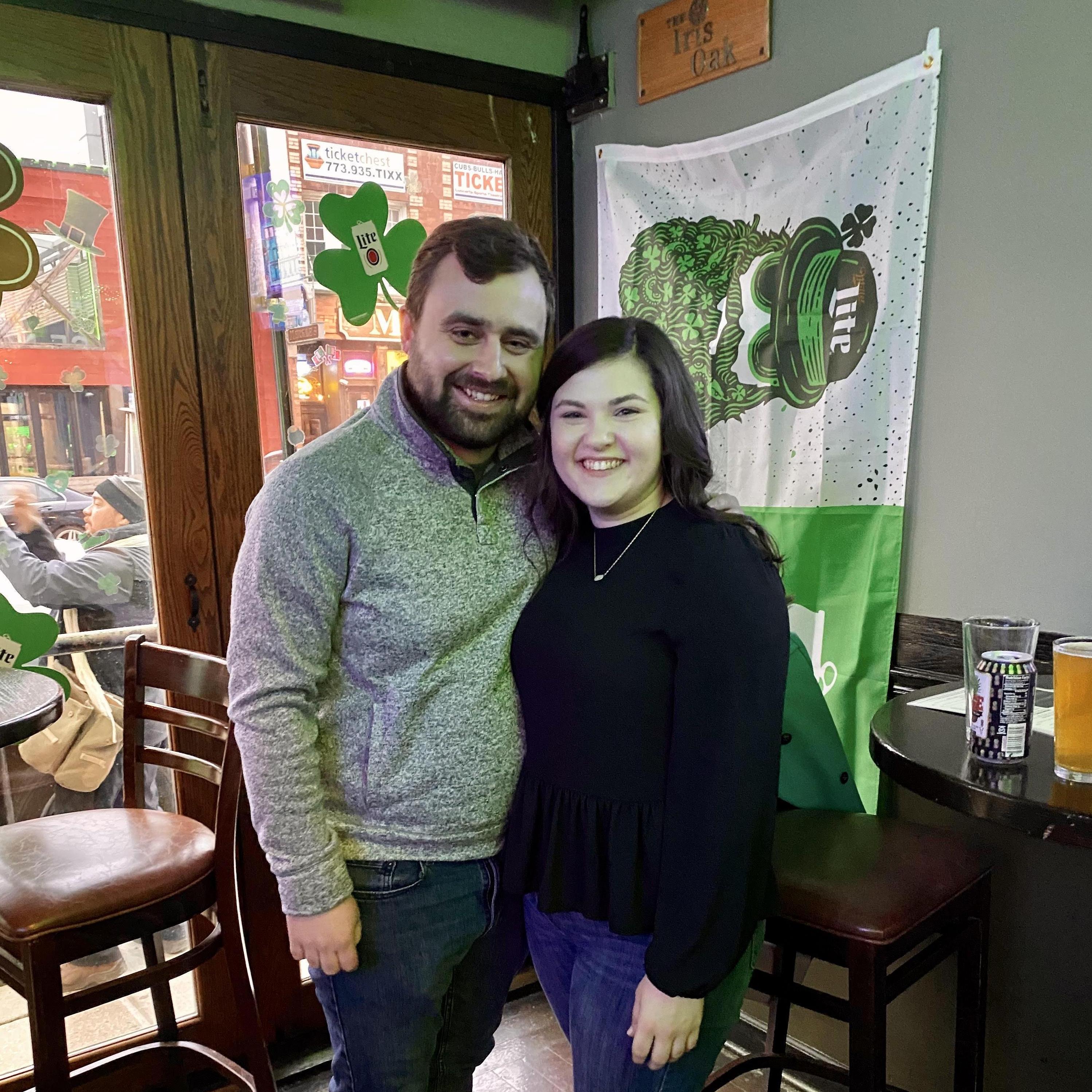 3.12.2020 (the last day before COVID-19 shut everything down) Our 1st anniversary in the same outfits at the same bar where we first met.