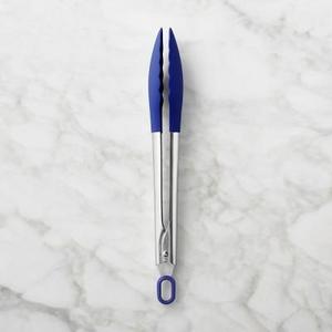 Williams Sonoma Stainless-Steel Silicone Tongs, Blue, 9"