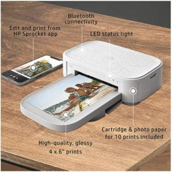 HP - Sprocket Studio Plus WiFi Photo Printer, Compatible with iOS and Android - White