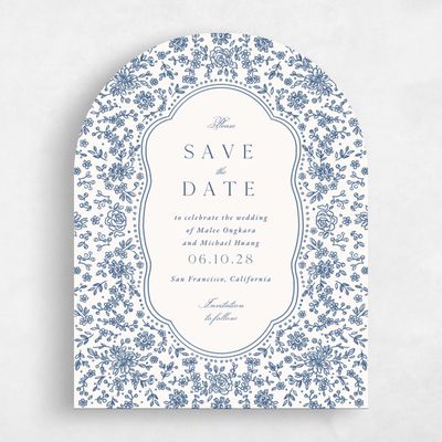 Beige Arch Wedding Save the Date - Justine Portrait