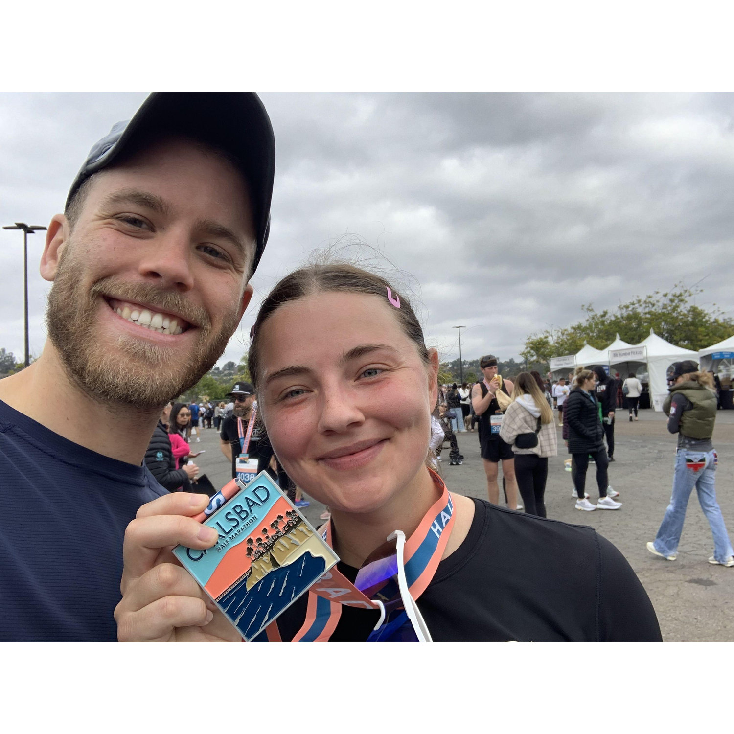 Our first running race together, Carlsbad Half Marathon, 2024