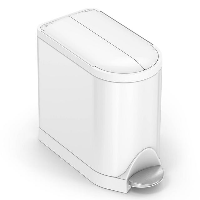 simplehuman 10L Butterfly Steel Step Trash Can White