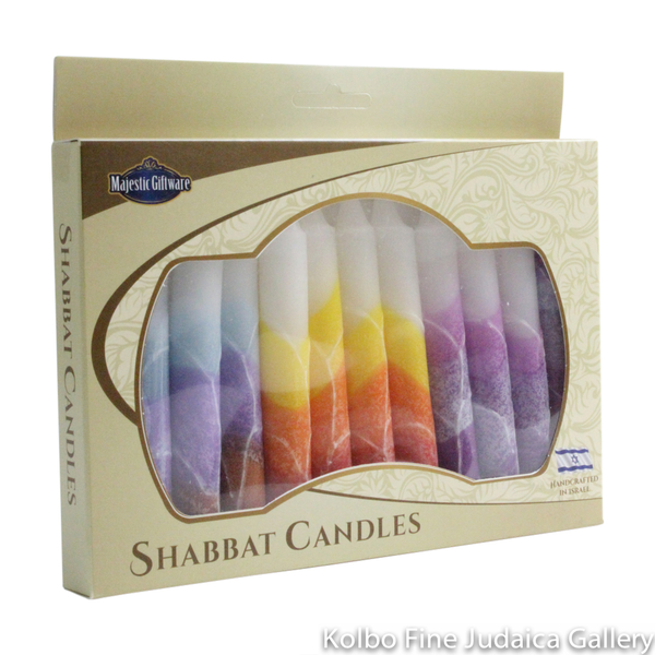 Shabbat Candles, Three Color Combinations, Box of 12