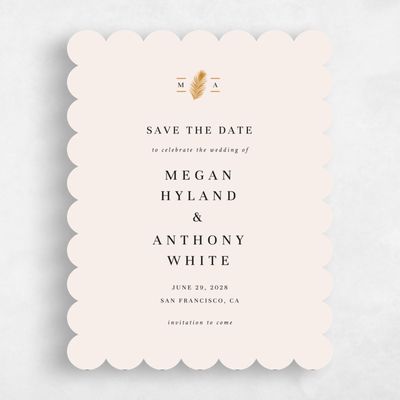 Beige Scalloped Wedding Save the Date - Maldives Portrait