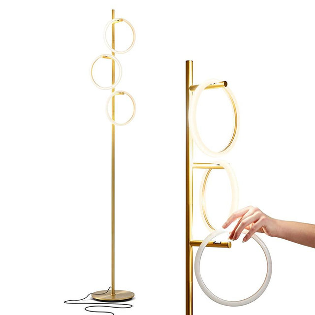 Brightech Saturn LED Tree Floor Lamp - Unique Design Matches Modern and Contemporary Decor - 3 Light Standing Pole Lamp- Tall Light for Living Room, Bedroom, and Office - Gold / Brass
