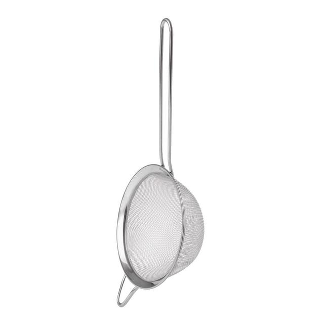 BergHOFF Essentials 18/8 Stainless Steel Fine Mesh Strainer 5 Inches, Long, Ergonomically Designed Handle, Dishwasher Safe