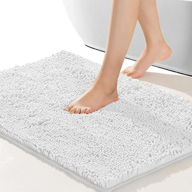 SONORO KATE Bathroom Rug,Non-Slip Bath Mat,Soft Cozy Shaggy Durable Thick Bath Rugs for Bathroom,Easier to Dry, Plush Rugs for Bathtubs,Water Absorbent Rain Showers and Under The Sink (White, 17"×24")