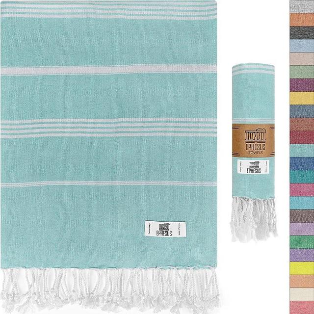 EPHESUS TOWELS Turkish Beach Towel - Turkish Cotton - 39x71 inch Oversized - Turkish Towel for Beach, Bath, Pool, Gym, Yoga - Prewashed, Lightweight, Quick Dry (Mint, New Sultan Pack 1)