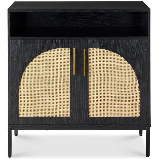 Best Choice Products Rattan Sideboard Buffet Cabinet, Entryway Table, Accent Storage Cabinet, Console Table for Hallway, Living Room, Dining Room - Black