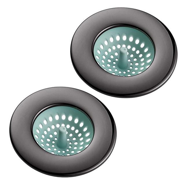 Country Kitchen Set of 2 Sink Strainers- Flexible Silicone Kitchen Sink Drainers, Traps Food Debris and Prevents Clogs, Large Wide 4.5’ Diameter Rim – Mint and Gun Metal (Mint)